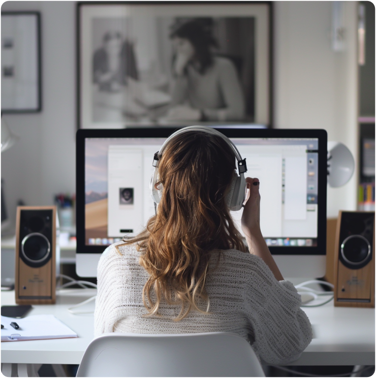 Client working on computer